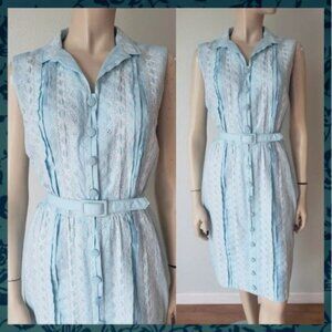 1960s "500 days of Summer" Embroidered Cotton Day Dress 60s Vintage Summer Dress